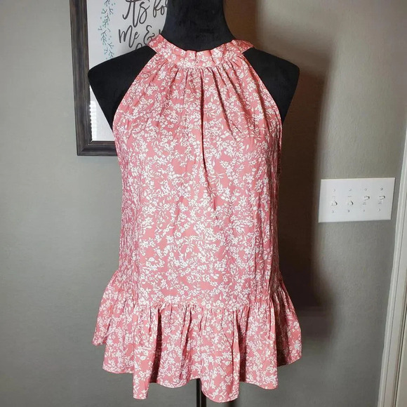 SHEIN Privé Allover Floral Print Tie Back Ruffle Hem Blouse Size Small - Picture 15 of 15